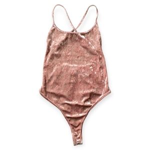 🔥5 FOR $25🔥Full Tilt Crushed Velvet Bodysuit, Blush Pink, Size M